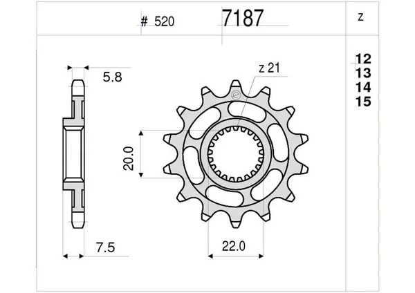 367187Z13 - PIGNONE 13 DENTI 125 CR-CRE/CRF 250 Promozione