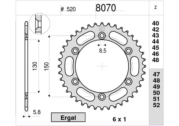 Direttamente Dal Produttore 368070150BLK - CORONA TRASMISSIONE -OGNIBENE- Z50 BLACK ERGAL SCARICO FANGO YAMAHA WR 250-400-426-450