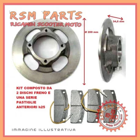Miglior Prezzo Kit coppia dischi freno anteriore con pastiglie Ø 209 MICROCAR MC1