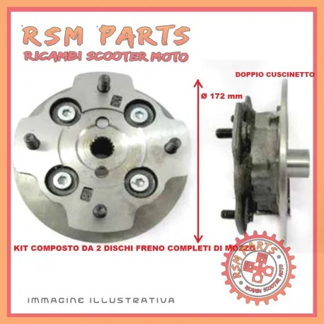 Kit coppia dischi freno anteriore Ø 172 con mozzo MICROCAR LYRA Soddisfatti O Rimborsati