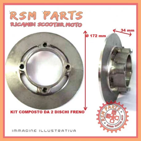 Kit coppia dischi freno anteriore Ø 172 MICROCAR LYRA Prezzo Basso