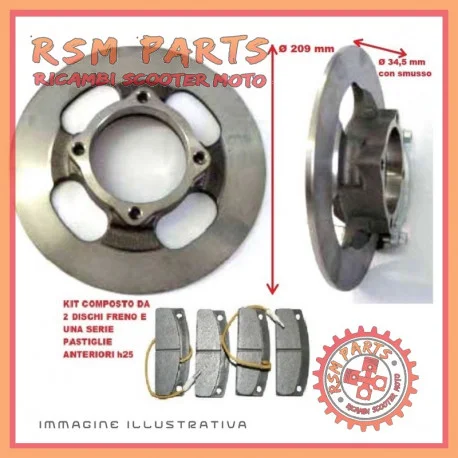 Kit dischi freno anteriore Ø 209 con pastiglie CHATENET CH26 prima serie Prezzo Ridotto