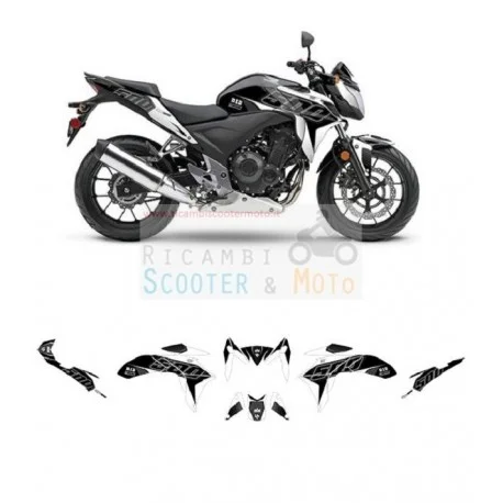 Vendita Finale Kit Decalco Grafiche Adesivi Nero Bianco Honda Cb F 500 / Abs