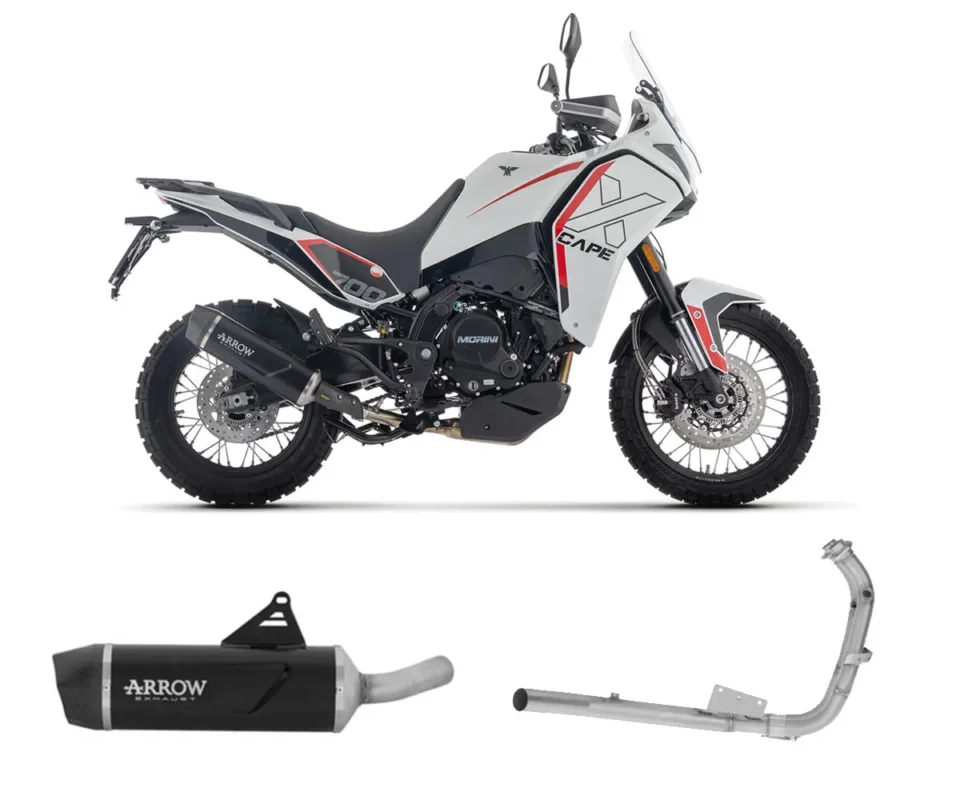 Offerta Limitata Terminale Arrow Indy Race EVO alluminio Dark+Collettori No Uso Stradale MOTO MORINI X-CAPE 700Modelli dal 2025 al 2026 72664AKN + 71804MI