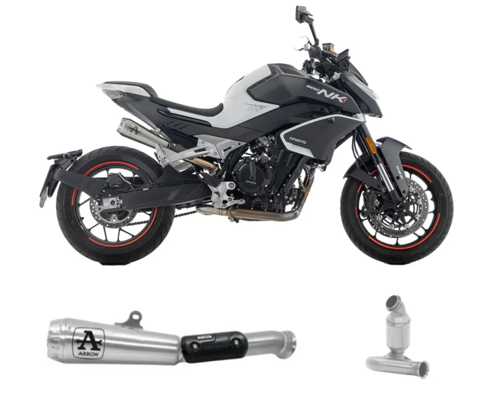 Popolare Terminale di Scarico + Raccordo Arrow Pro Race Nichrom CF Moto 800 NKModelli dal 2023 al 2026 71995PRI + 71719MI