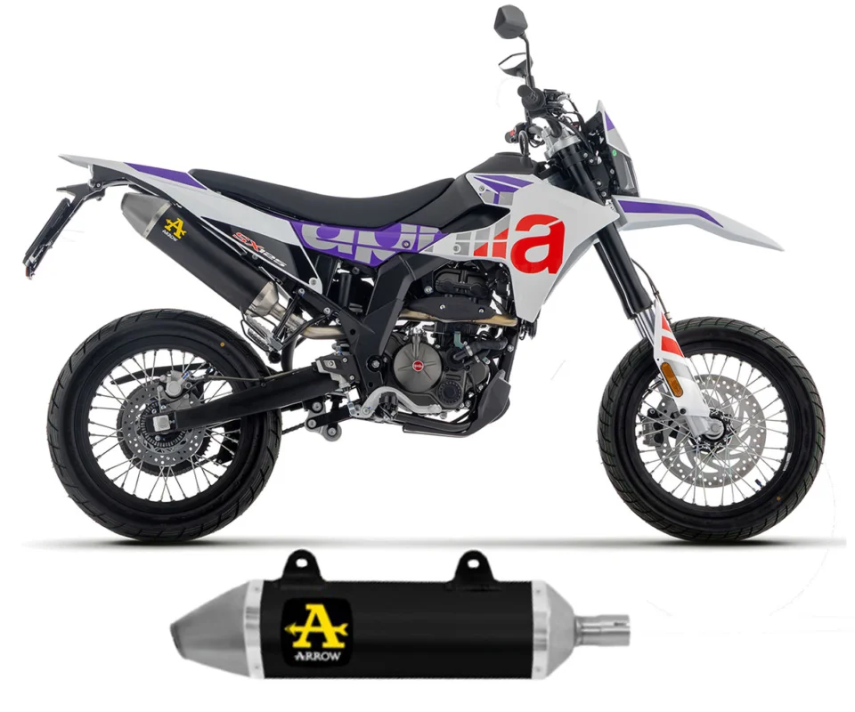 Terminale di Scarico Arrow Thunder Aluminio Nero con fondello INOX per Aprilia RX / SX 125Modelli dal 2025 al 2026 52013AON Offerta