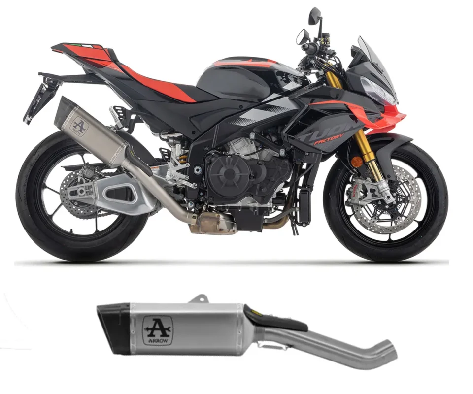 Terminale di Scarico Arrow Titanio Pista con raccordo in Acciaio Inox per APRILIA TUONO V4 1100Modelli dal 2025 al 2026 71004PT Non Perdere