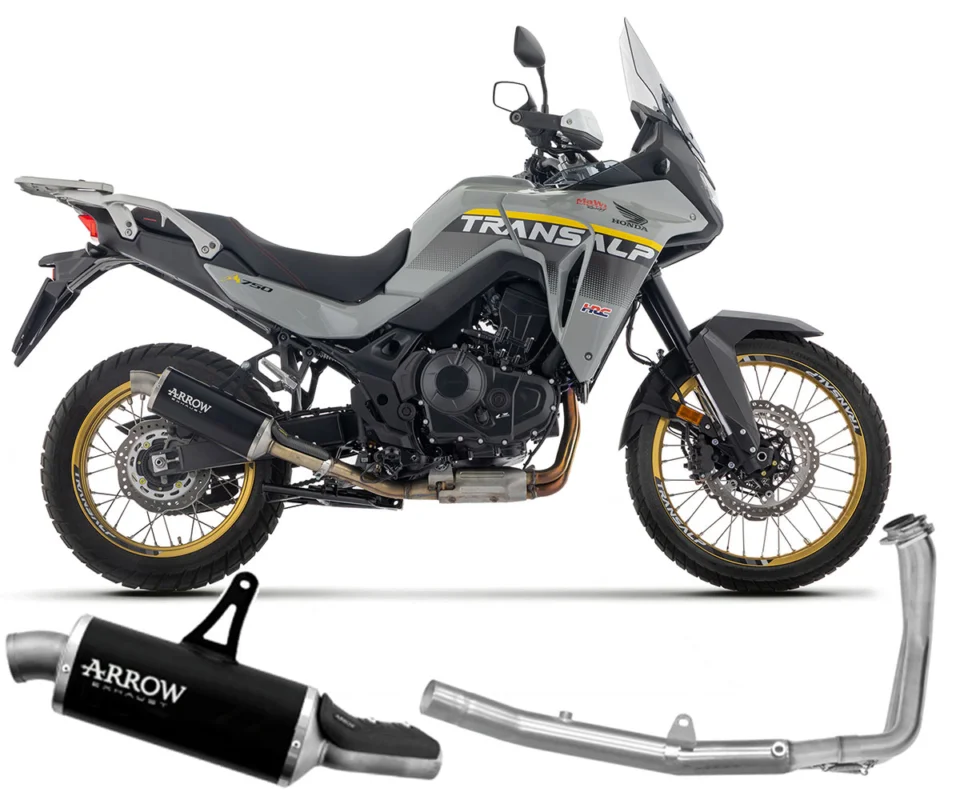 Consegna Rapida Scarico Completo Arrow Indy Race alluminio Dark fondello INOX per HONDA XL 750 TransalpModelli dal 2025 al 2026. 72641AON + 72203PD
