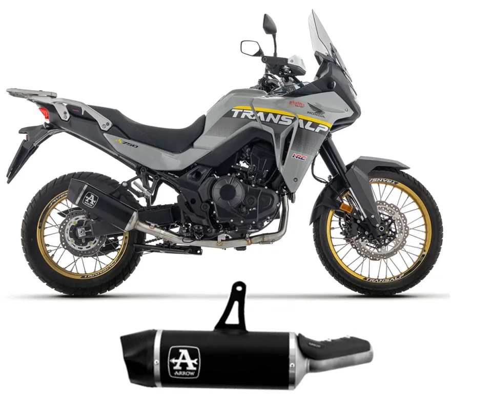 Terminale di Scarico ARROW Indy Race in Alluminio Dark E5+ per Honda XL 750 TransalpModelli dal 2025 al 2026 72641AKN Occasione Imperdibile