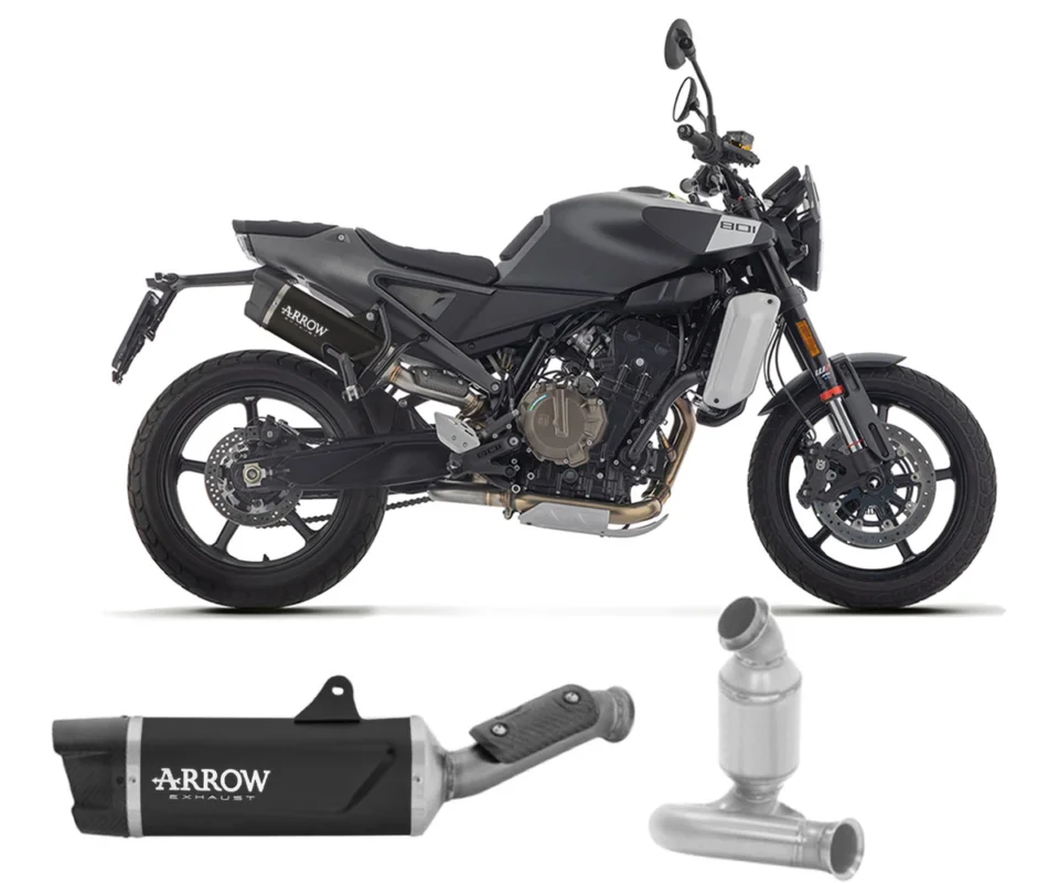 Terminale Scarico + Raccordo centrale Arrow Indy Race EVO Alluminio Dark per Husqvarna Svartpilen 801Modelli dal 2024 al 2026 71975AKN + 71719MIR Ultima Occasione