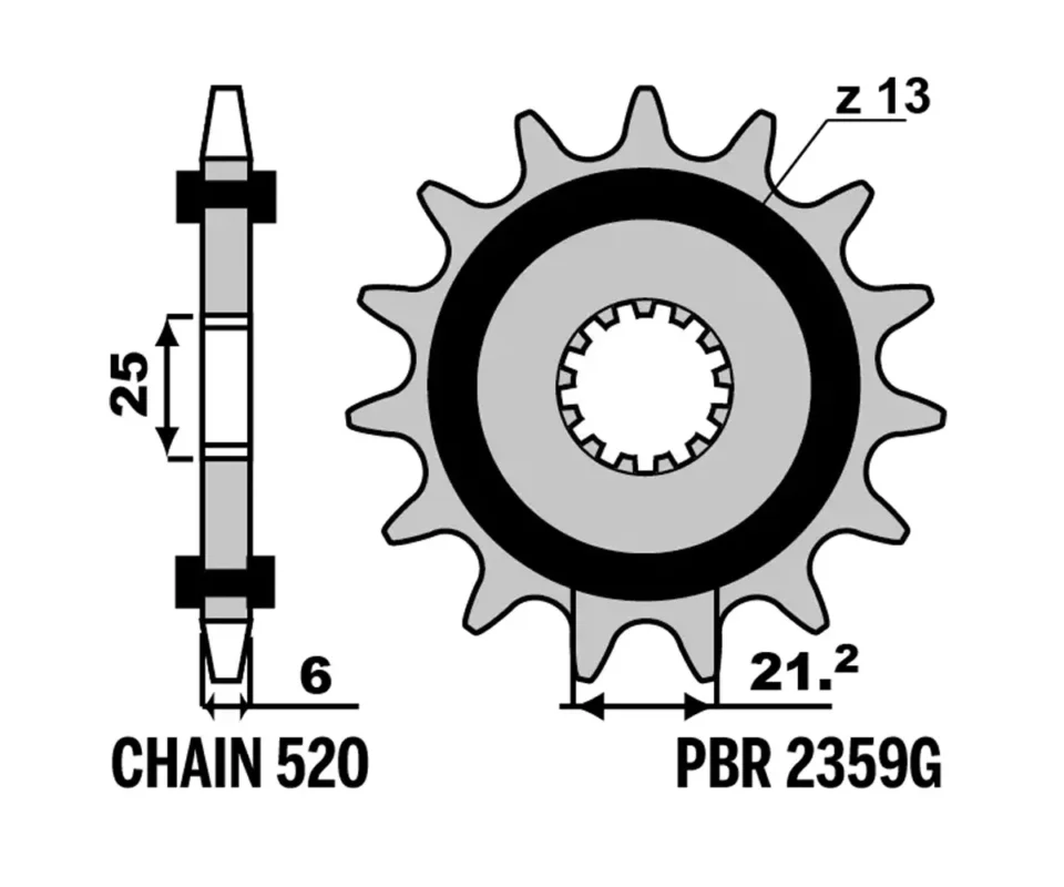 Prezzo Di Fabbrica Pignone in gomma PBR Passo 520 - 15 Denti per BENELLI TRK 702 XModelli dal 2022 al 2026. 2359G 15 18NC