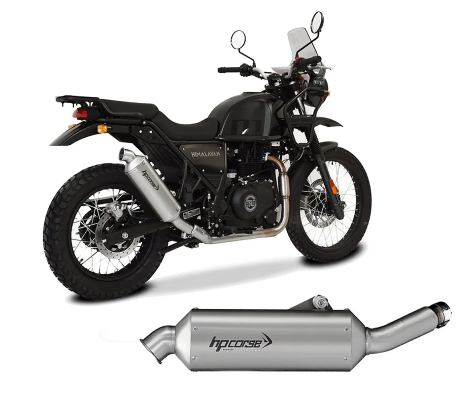 Spedizione Espresso Terminale di Scarico Hp Corse SP-1 short Acciaio Inox Satinato ROYAL ENFIELD HIMALAYAN 410Modelli dal 2017 al 2020 REHISP1300LS-AB