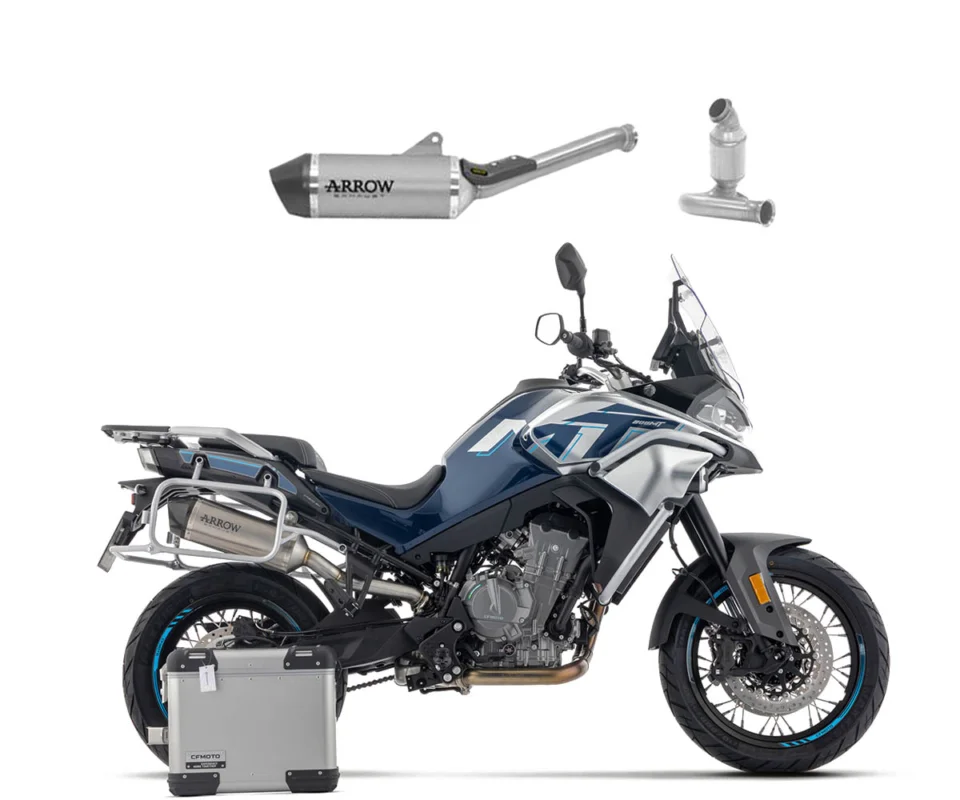 Scarico Completo Arrow Race-Tech Titanio Fondello Carbonio CF Moto 800 MTModelli dal 2025 al 2026. 71991PK + 71719MIC Popolare
