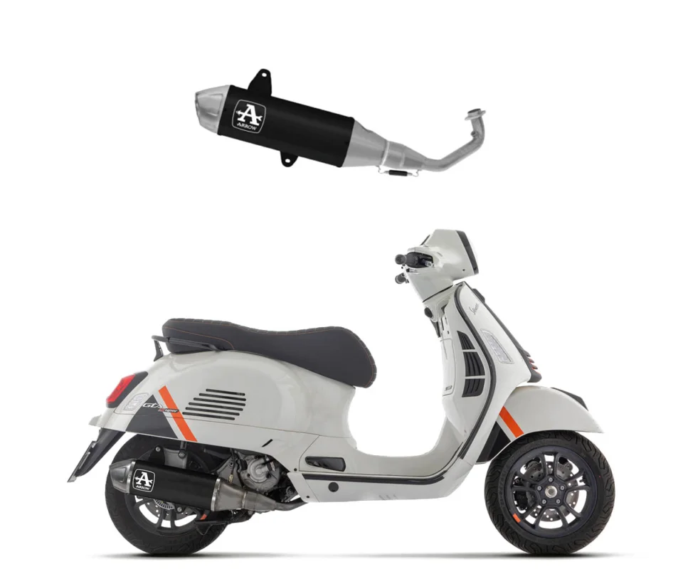 Sconto Scarico Completo Omologato con terminale Urban in alluminio "Dark" con fondello Inox Piaggio Vespa Gts 310Modelli: 2024 53551AN