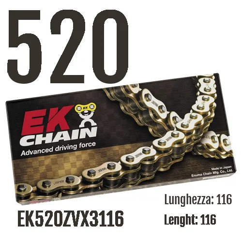 Catena EK CHAINS Passo 520 - 116 maglie per DUCATI PANIGALE V4 SModelli dal 2025 al 2026 1100 EK520ZVX3116 Promozione Esclusiva