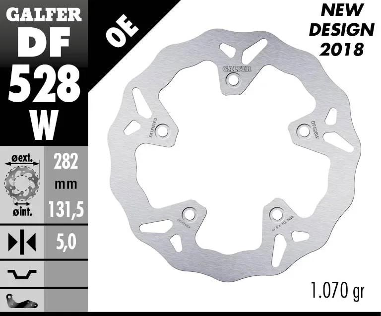 Solo Oggi Galfer Disco Freno Posteriore WAVE FIXED 282x5mm YAMAHA T-Max 560Modelli dal 2020 al 2026 DF528W