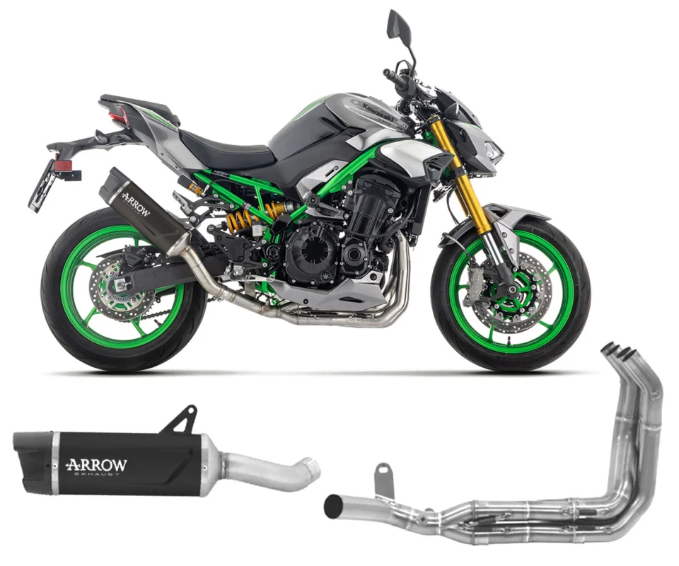 Ultime Pezzi Scarico Completo Arrow Indy Race EVO Alluminio DARK KAWASAKI Z 900Modelli dal 2025 al 2026 71986AKN + 71799MI