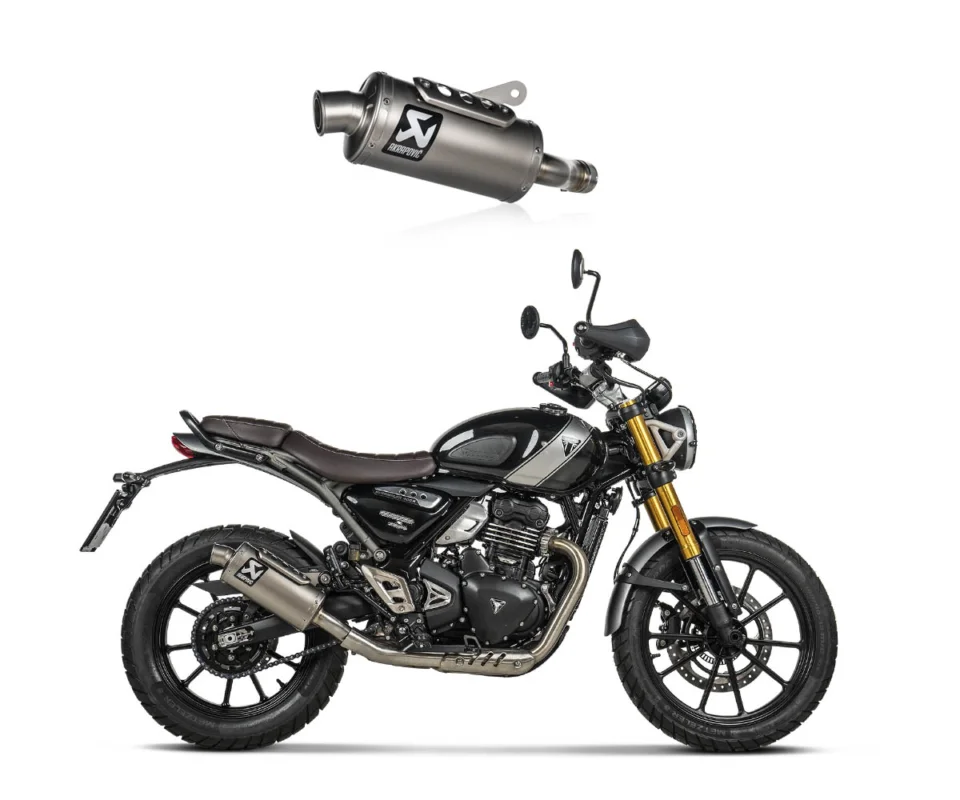 Ultimissimo Modello Terminale di Scarico Omologato Akrapovic in Titanio per Triumph Scrambler 400 XModelli dal 2024 al 2025 S-T4SO1-HDT