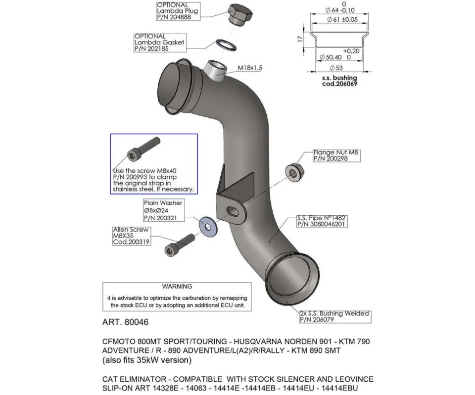 Raccordo elimina catalizzatore Leovince CF MOTO 800 MT SPORT/TOURING/EXPLORE/LIMITED EDITIONModelli dal 2022 al 2024 80046 Acquista Ora