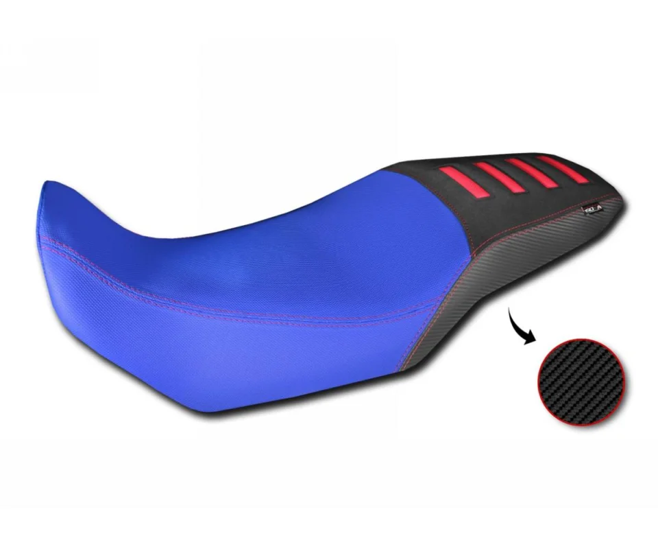 Rivestimento Sella Isotta Comfort In Fibra 3d Blu E Nero Con Inserti Rossi Per Honda Transalp Xl 750Modelli dal 2023 al 2026 RV004-B4 Super Prezzo