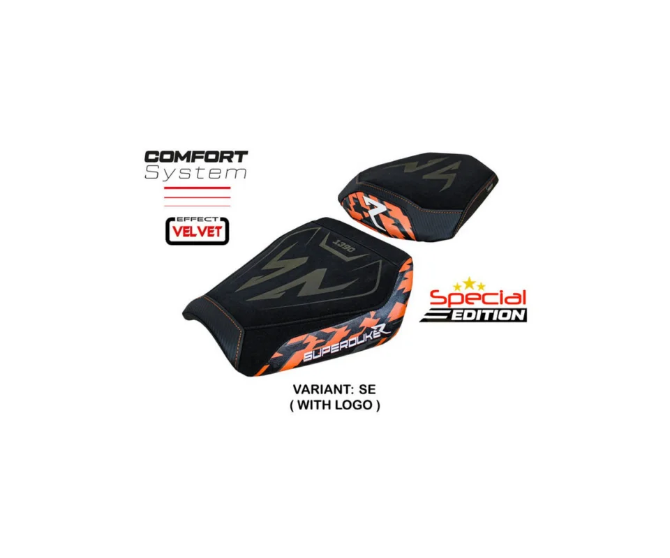 Saldi Rivestimento sella Stripes Special Velvet comfort system SE + Logo TPZ Italia per KTM 1390 SuperDuke RModelli dal 2024 al 2026 KT13SDSC-SE-1
