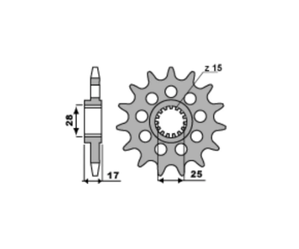Esclusivo Pignone PBR Passo 520 - 15 Denti per VOGE VALICO 525 DSXModelli dal 2024 al 2026. 2365 15 18NC