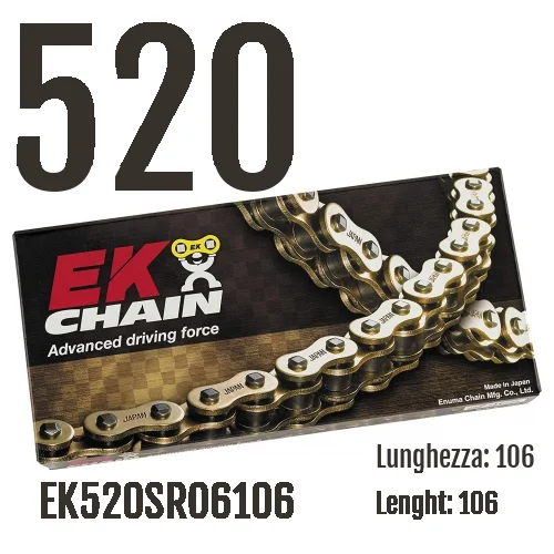 Catena EK CHAINS Passo 520 - 106 maglie per CF MOTO 450 SRModelli dal 2024 al 2026 450 EK520SRO6106 Nuova Collezione
