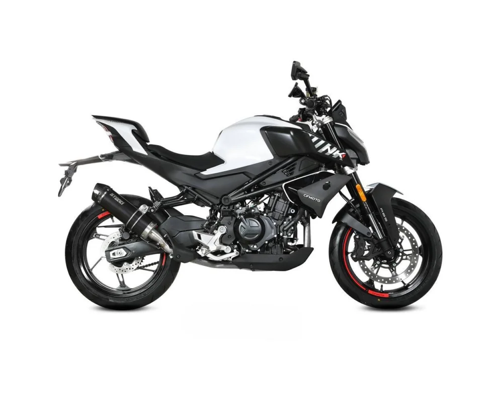 Acquista Ora Scarico Storm by Mivv Gp Nero acciaio inox con coppa in carbonio per CF MOTO 450 NKModelli dal 2021 al 2024 74.CF.004.LXSBC