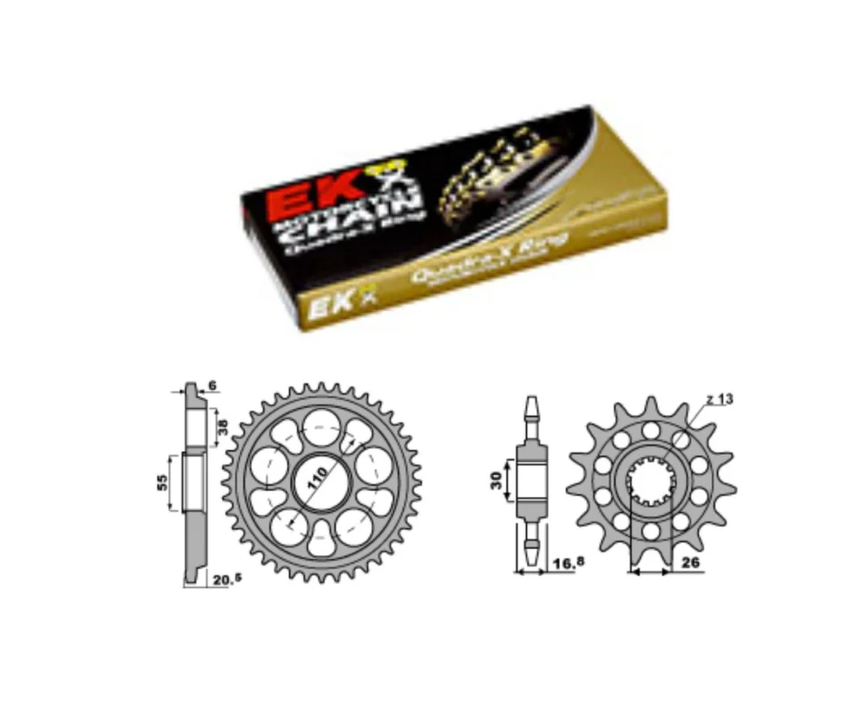 Kit Trasmissione PBR Catena Corona Pignone 15 / 41 / 520 PBR HONDA NX 500Modelli dal 2024 al 2026. EK2384G Subito Disponibile