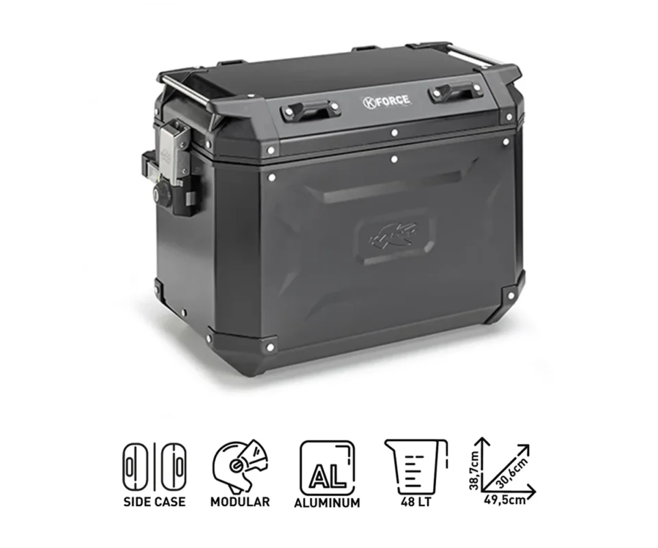 Valigia Laterale Sinistra 48Lt. K'Force KAPPA Alluminio nero+ Portavaligia HONDA NX 500Modelli dal 2024 al 2026 KFR48BL + KLO1171CAM Compra Oggi Stesso