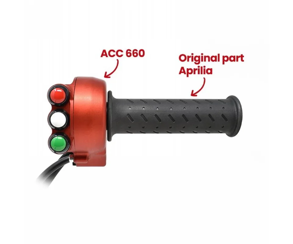 Saldi Comando Gas Con Pulsantiera Integrata JetPrime Rosso Per Aprilia TUONO 660Modelli dal 2021 al 2026 JP ACC 660 N R