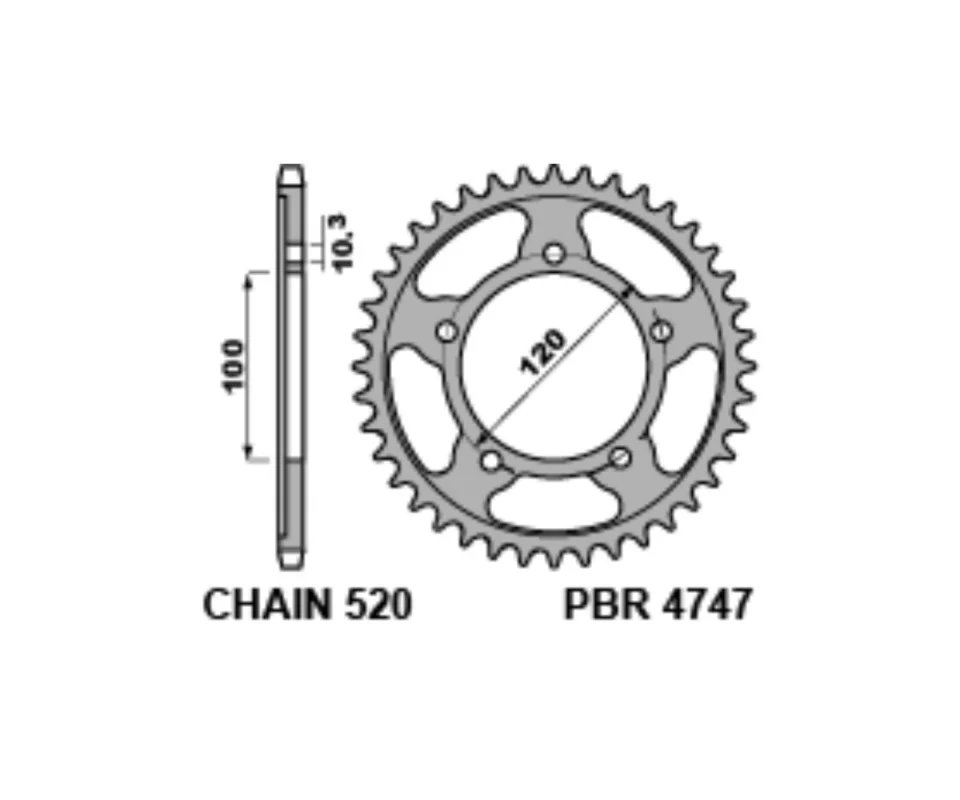 Corona PBR Passo 520 - 40 > 44 Denti per APRILIA TUONO 660Modelli dal 2021 al 2026 4747 43 C45T Non Perdere