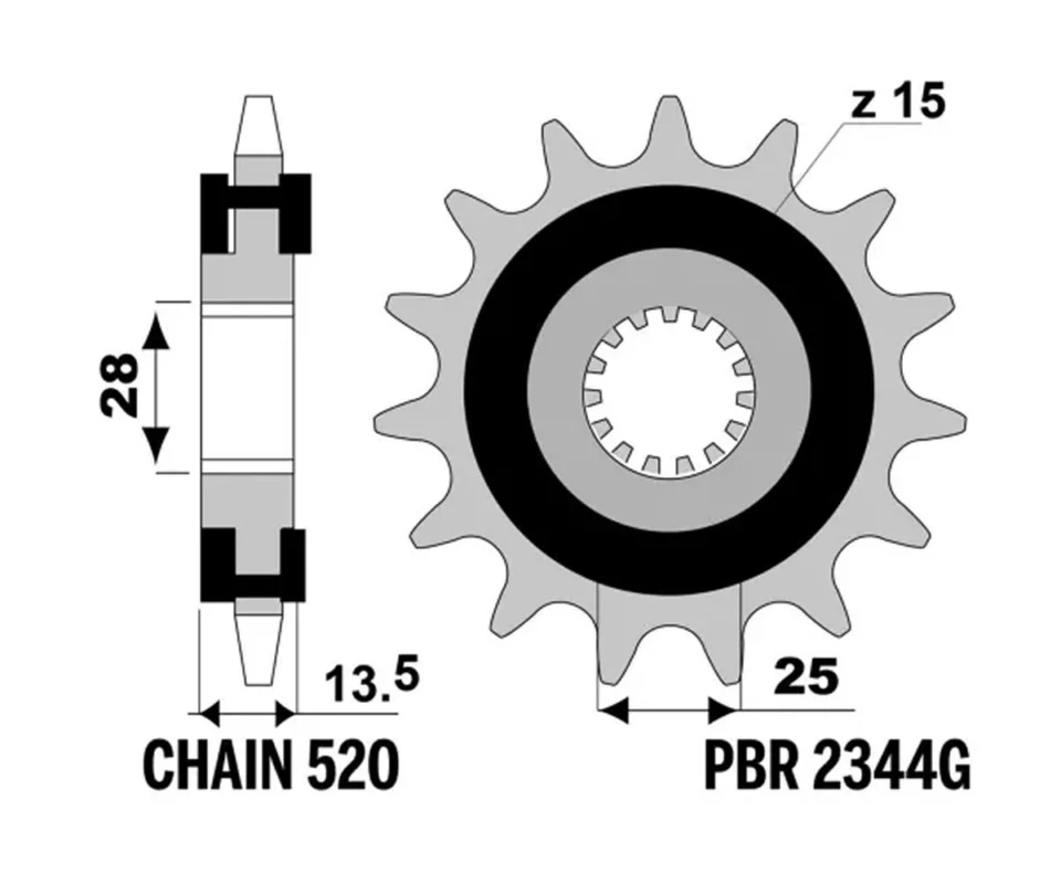 Pignone PBR Passo 520 - 17 Denti per APRILIA RS 660Modelli dal 2020 al 2026 2344G 17 18NC Novità