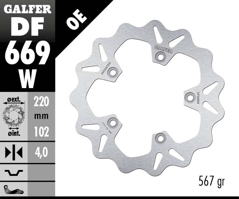 Galfer Disco Freno Posteriore WAVE FIXED 220x4mm APRILIA RS 457Modelli dal 2023 al 2026 DF669W Miglior Prezzo