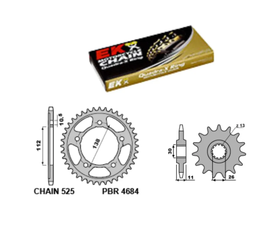 Più Venduto EK495G Kit Trasmissione PBR Catena Corona Pignone 16 / 45 / 520 PBR YAMAHA MT 09Modelli dal 2021 al 2026. EK 495G