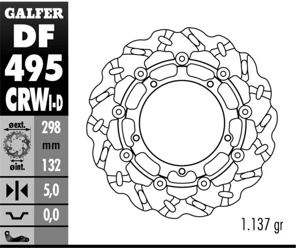 Galfer Disco Freno Anteriore Sinistro WAVE FLOATING GROOVED 310x5mm YAMAHA MT 07Modelli dal 2021 al 2026 DF495CRWI Soddisfatti O Rimborsati