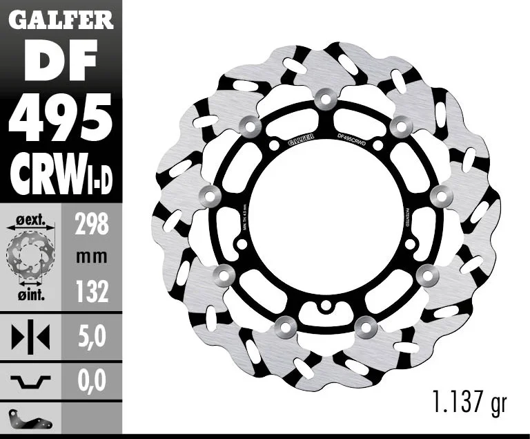 Galfer Disco Freno Anteriore Destro WAVE FLOATING GROOVED 298x5mm YAMAHA MT 07Modelli dal 2014 al 2016 DF495CRWD Consegna Rapida