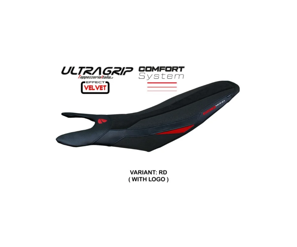 Rivestimento sella Cairoli velvet ultragrip Comfort System Rosso (RD) con Logo TPZ Italia per DUCATI Hypermotard 698 MonoModelli dal 2024 al 2026 DUHY698CC-RD-1 Vendita Finale