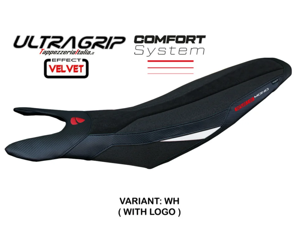 Rivestimento sella Cairoli velvet ultragrip Comfort System Bianco (WH) con Logo TPZ Italia per DUCATI Hypermotard 698 MonoModelli dal 2024 al 2026 DUHY698CC-WH-1 Scelto Dai Clienti