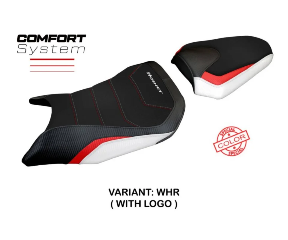Prezzo Di Fabbrica Rivestimento sella Tomori Comfort Bianco-Rosso (WHR) TPZ Italia per HONDA CB 500 HORNETModelli dal 2024 al 2026 HCB50HTC-WHR-1