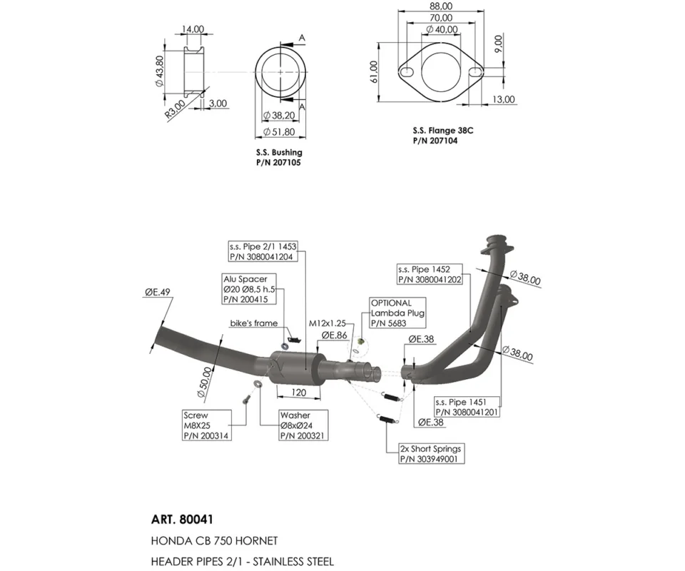 Kit Collettori Leovince per HONDA CB 750 HORNETModelli dal 2023 al 2024. 80041 Spedizione Gratuita