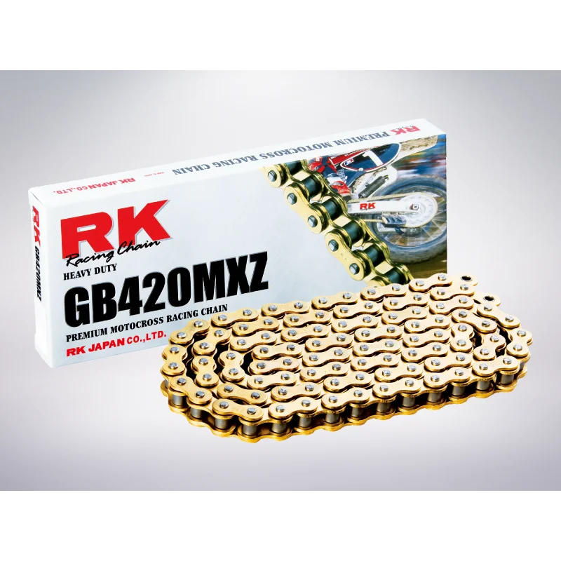 Catena RK passo 420 cross professionale senza O-RING 140 maglie - oro Popolare