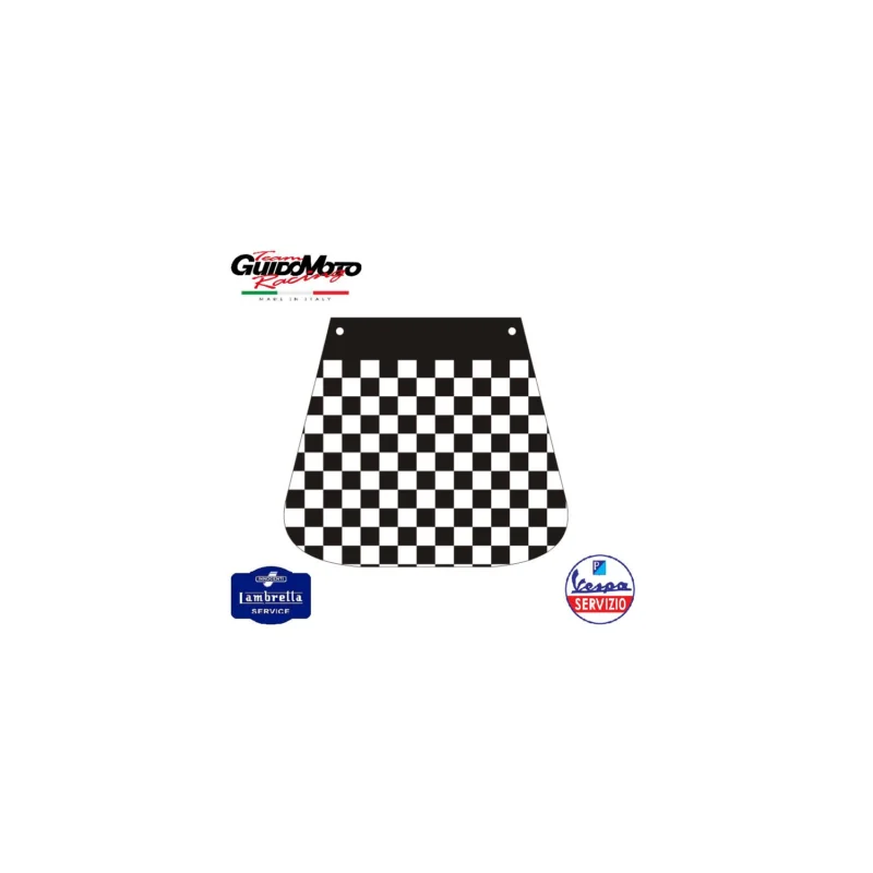 PARASPRUZZI POSTERIORE VESPA LAMBRETTA SCACCHI BIANCO NERI 142680170 A Buon Prezzo