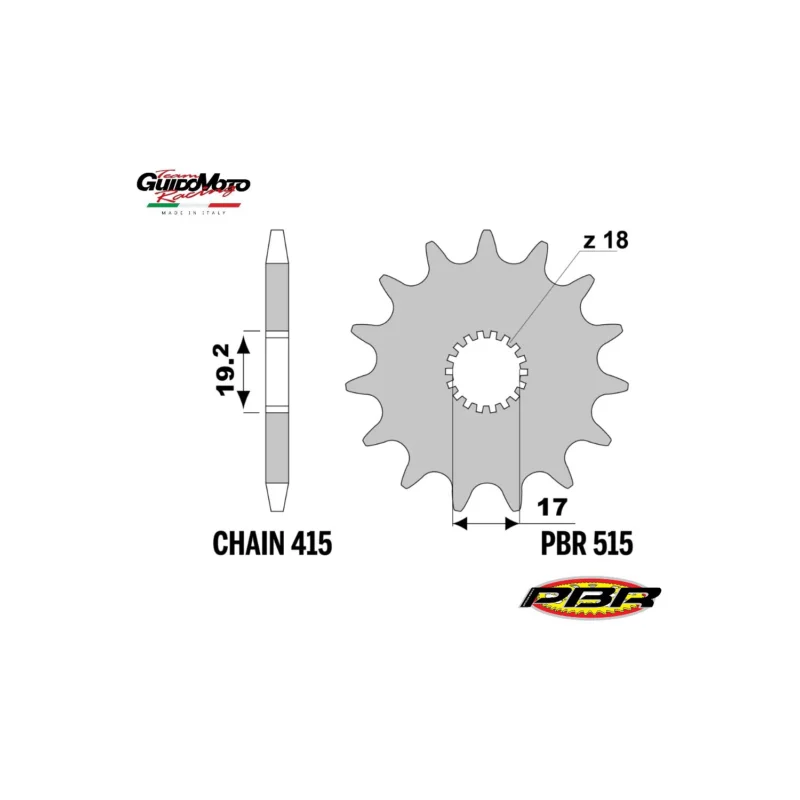 Must-Have PIGNONE TRASMISSIONE Z 12 PASSO 415 CICLOMOTORI GARELLI NOI GULP VIP PBR 5151218NC
