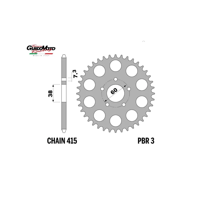 CORONA TRASMISSIONE Z 34 PASSO 415 CICLOMOTORI CLASSICI EPOCA PBR 334F Offerta Limitata