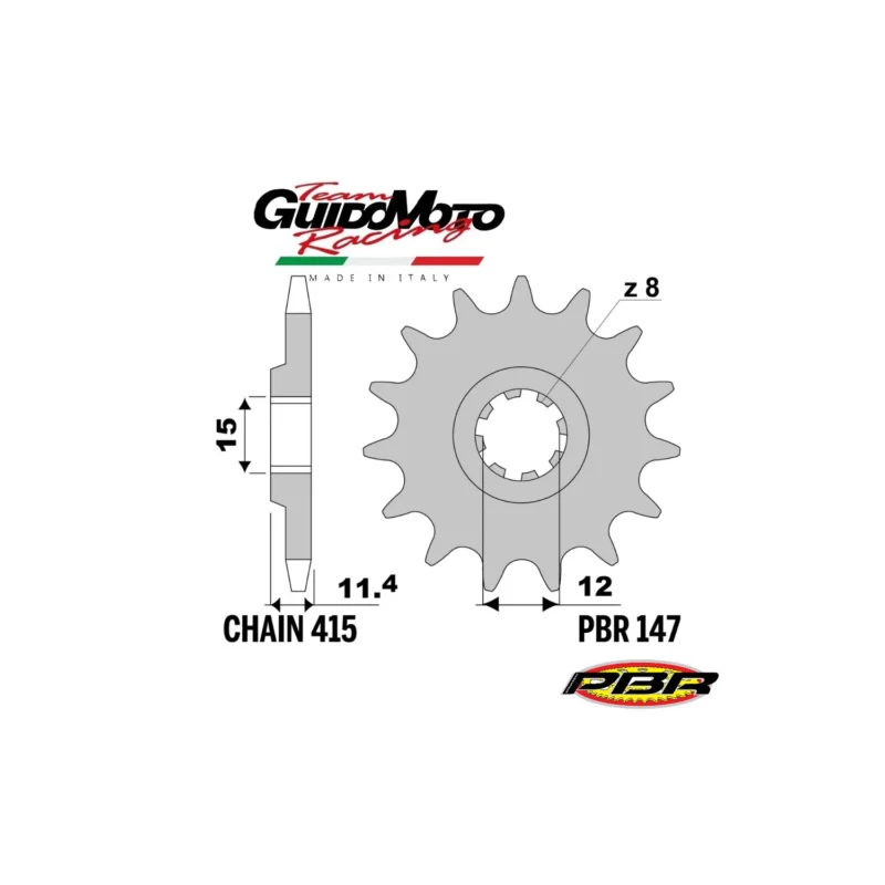 Scelto Dai Clienti PIGNONE TRASMISSIONE Z 12 PASSO 415 CICLOMOTORI MALAGUTI MOTORE F. MORINI PBR 1471218NC