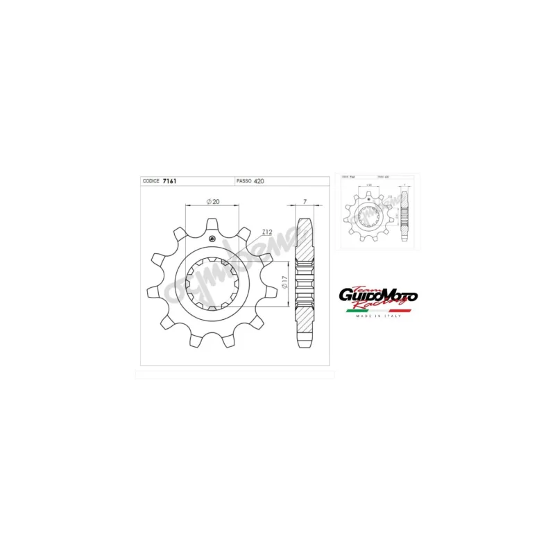 PIGNONE TRASMISSIONE Z 12 PASSO 420 CICLOMOTORI MOTORE MINARELLI AM 6 OGNIBENE 367161Z12 Promozione Esclusiva