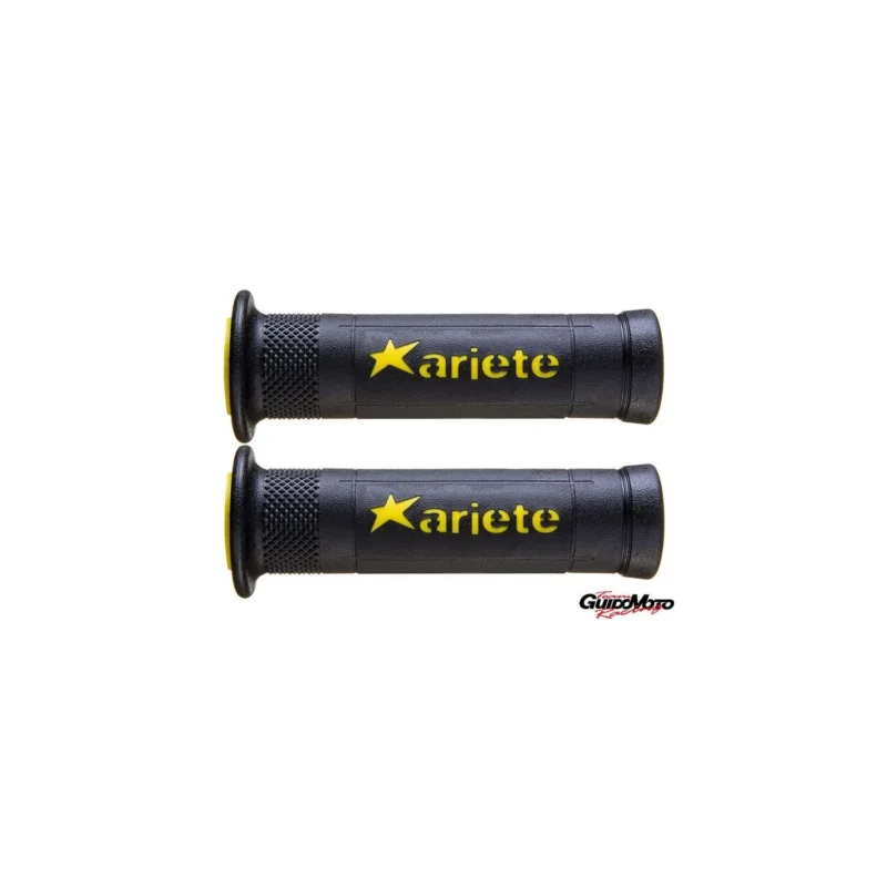 Spedizione Gratuita 02642-GN MANOPOLE ARIETE DOPPIA GOMMA NERO/GIALLO UNIVERSALI MOTO SCOOTER