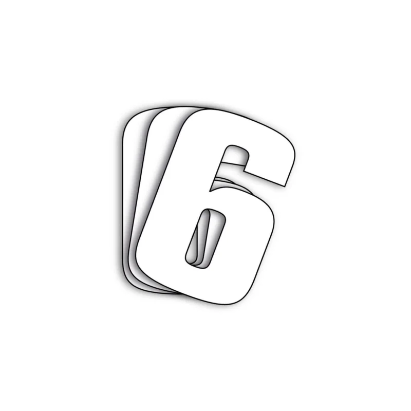 Nuova Collezione NUMERI SEI ADESIVO GARA MOTOCICLI RACING BIANCO GMC0195