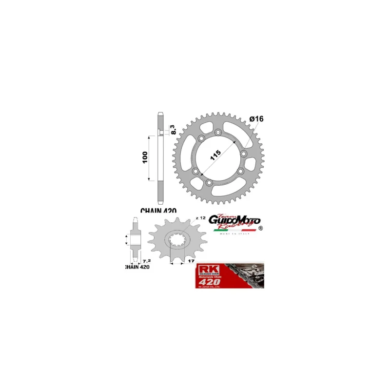 Affare CATENA RK CORONA ERGAL PIGNONE TRASMISSIONE BETA 50 RR MOTARD 2002 2005 CHIARAVALLI 7075T6
